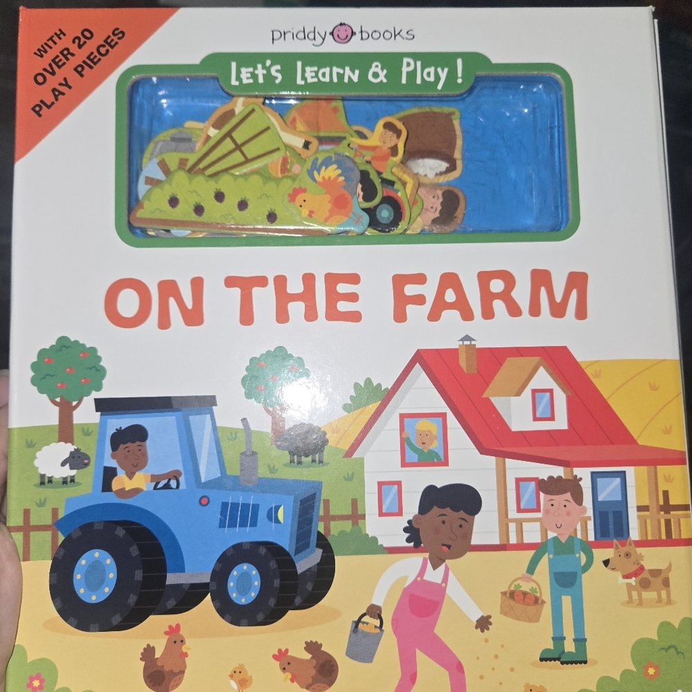 Priddy Books On The Farm Book with insert word and picture puzzle pieces